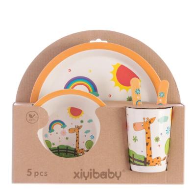 China Low Price Viable Promotional Wholesale Customized Bamboo Fiber Children's Tableware Dinner Plate Set for sale