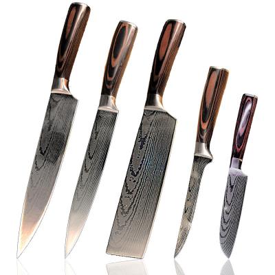 China Disposable Professional Design Multifunctional Cooking Kitchen Knife Set Hot Sale Damascus Stainless Steel Knife for sale