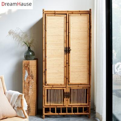 China Japanese Style Dreamhause Light Rattan Wardrobe Modern Home Hotel Bedroom Used Storage Retro Canbinet Creative for sale