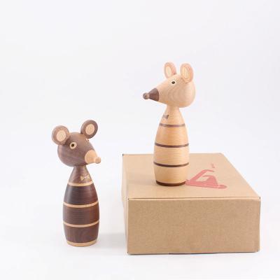 China Creative Home Decoration Couples Modern Rat Dreamhause Farmhouse Decorations Porch Puppet Cafe Opens Gifts Ornaments Wooden Mouse for sale