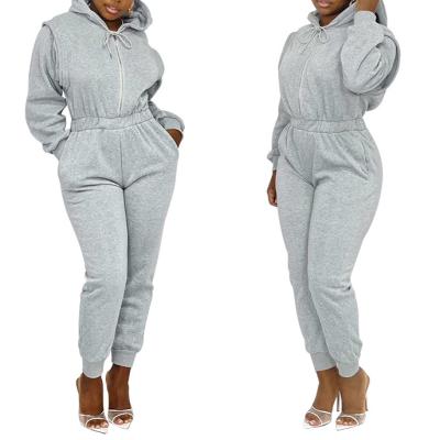 China Amazon Sale Women Breathable Winter Fleece Plus Size Hooded Overalls With Zipper for sale