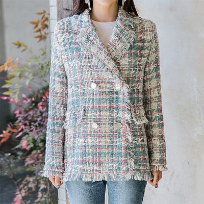 China Anti-wrinkle autumn and winter new style winter Korean plaid fringed small fresh coat women's clothing for sale