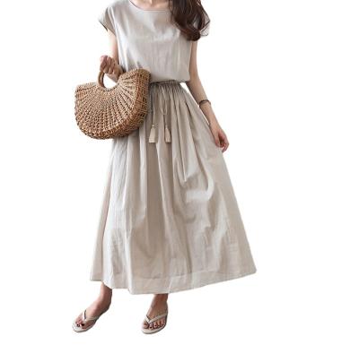 China New Style Anti-wrinkle Women's Dress With Long Waist Loose Cotton And Linen Dress Plus Size Elegant Casual Dress for sale