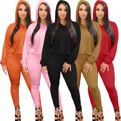 China Anti-pilling new autumn and winter women's casual suit two-piece temperament long-sleeved hooded solid color pants for sale