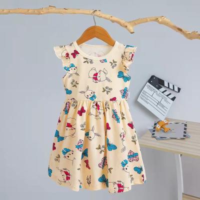 China 2022 Anti-wrinkle children's girl's dress nightgown cotton summer dress cartoon pattern children dress for sale