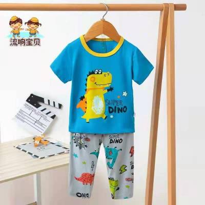 China Breathable Children's Short Sleeve 2 Piece Set, Pajama Jacket and Pants Set 100% Cotton Set for Kids Boys and Girls for sale