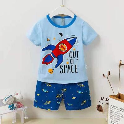 China Casual Short Sleeve Kids Pajamas Cotton Sleepwear Set Summer Boys Pajamas Cartoon Girls for sale