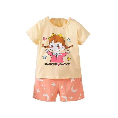 China Pajamas Set OEM RTS Children's Summer Two High Quality Girl's Clothing Set Baby Casual Outfits Short Sleeve Baby Outfit for sale