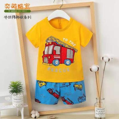 China Good Quality Antibacterial Kids Boys And Girls Cartoon Cute Animal Pajamas Kids Short Sleeve Homewear for sale