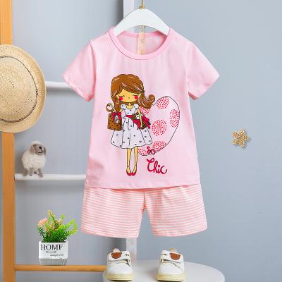 China Children's Animal Print Breathable Pajamas Girl's Shorts Summer Children's Shorts Clothing Sets Sleep Sets for sale