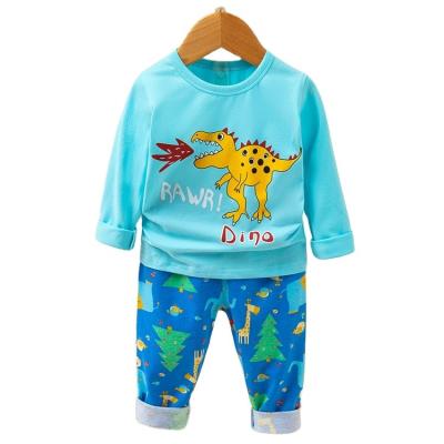 China Breathable Kids Cotton Pajamas Set Boys Long Organic Sleepwear Cotton Pajamas Sets For Boys Size 90-155 for sale