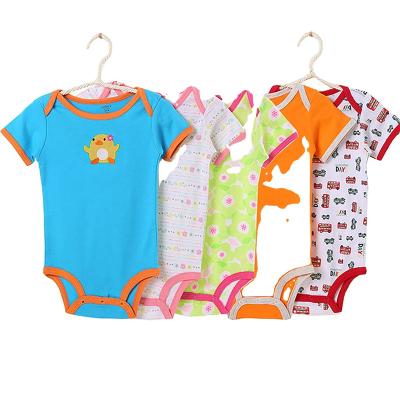 China Cozy Baby Clothes Wholesale Summer Cotton Baby Boy Short Sleeve Mixed Cute Infant Overalls Newborn Girls Running Rompers for sale