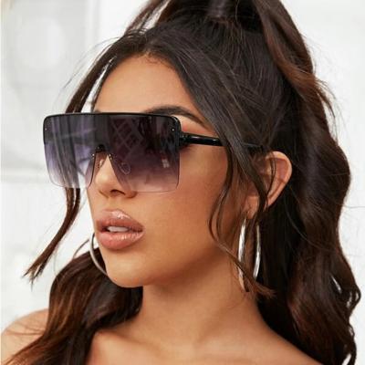 China Internet Celebrity Recommend PC Frame UV400 2021 Fashionable Oversized One-piece Women Sun Glass River for sale