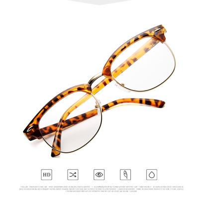 China Semi Rimless Frame Crystal Glasses Flat Mirrors Unisex High-end Exquisite Classic Leopard Item Products High Quality PC Material for sale