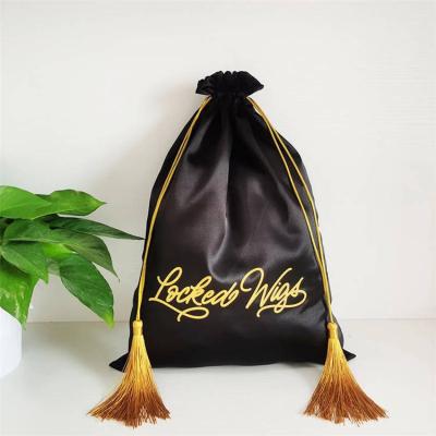 China Wholesale Price Black Colors Custom Silk Gift Bags With Tassels for sale