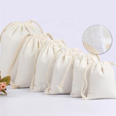 China Eco - Friendly Promotional Fair Trade Organic Cotton Drawstring Gift Bags Small String Bags for sale