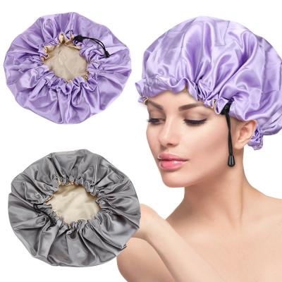 China New Dropshipping 2021 New Stocked Shower Hat Women Bath Adjustable Size Cap For Woman Hair Care for sale