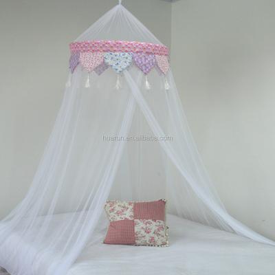 China New design classic folded bed canopy with different color fabric drops with tasslel for sale