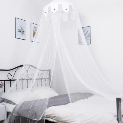 China Elegant Romantic Folded Mosquito Net Canopy With Cotton Flags Decoration For All Beds for sale