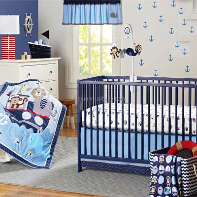 China Disposable Blue Head Boy Crib Bedding Set Crib Bed Sheets Baby Comforter Set Animal Travel Crib Bed Set for sale