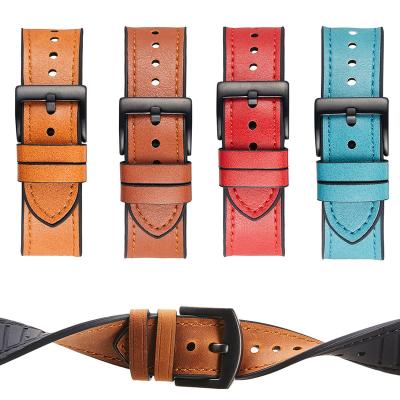 China Leather Available With Huawei Samsung Smart Strap Silicone Bra Watch Strap Genuine Leather Band22mm Leather Watch for sale