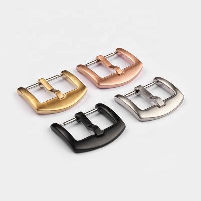 China Pin Buckle Watch Strap Buckle Brush High End Polished Stainless Steel Watch Buckle 18 Black 20 22 24mm Gold Silver For Smart Watch Clasp for sale