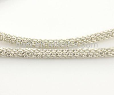 China 925 Sterling Silver Round Mesh Chain Sterling Silver 925 Half Chain In Roll for sale