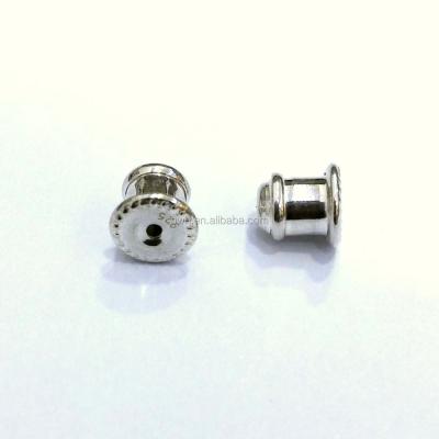 China 925 H2252-6m Solid Silver Barrel Bullet Ear Nut Inside Silver 925 Silicon Material for sale