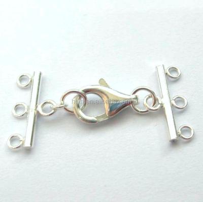 China 925 H730/B Solid Silver Jewelry Clasp 3 Strand Silver Lobster Lock for sale