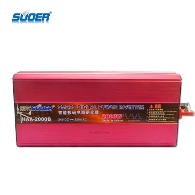 China Suoer High Frequency Solar Inverter 24v 2000w 2KW 220v 50hz 110v 60hz DC AC Inverter 42*40.5*28.5Cm for sale