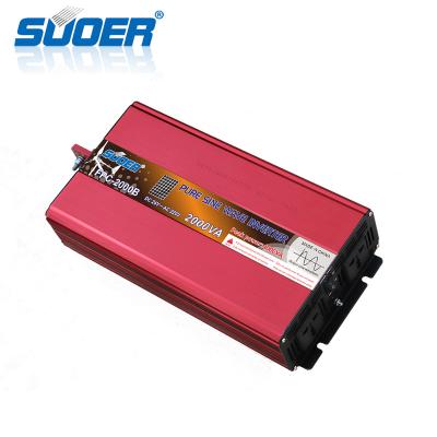 China Home Appliance Suoer 2000W 24v DC 220v AC Off Grid Solar System Inverter Pure Sine Wave Inverter for sale