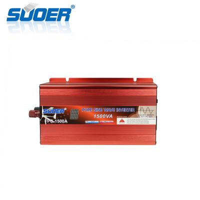 China Suoer 12v 220v 1500W Power System Pure Sine Wave Solar Power Inverter Solar with 5V 1A USB Output for sale