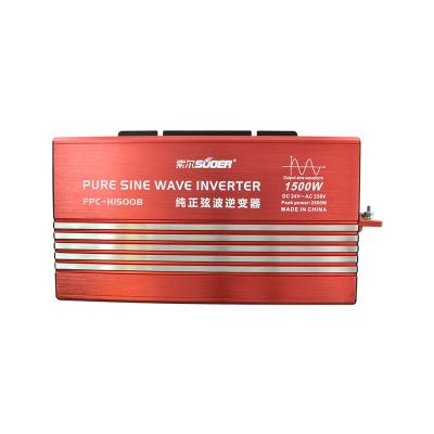 China Suoer Inverter Price 24 Volt 1500 Watt DC/AC Power Inverter Smart Sine Wave Frequency Inverter 475*195*80mm for sale