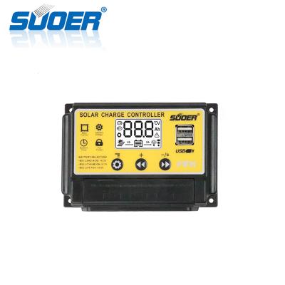 China Suoer 12V/24V 20A PWM Solar Charger Controller Controller with USB for sale