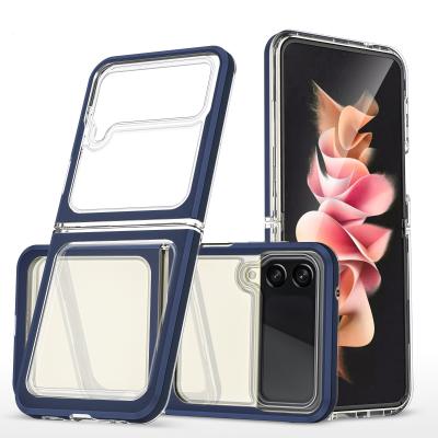 China Colorful Shockproof Folding Samsung Galaxy Z Clear Flip 3 Crystal Shockproof Phone Case For PC Transparent Bumper Anti-fall TPU for sale