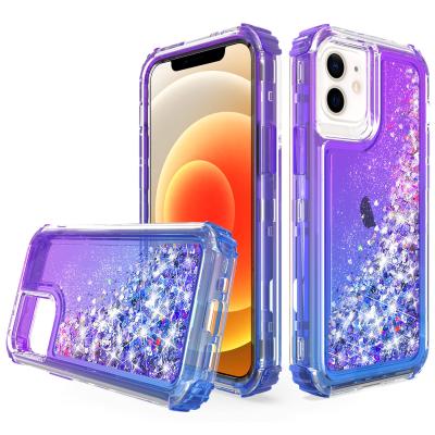 China Full-Body Hot Liquid Glitter Shockproof Mobile Phone Cover Waterproof Shockproof Quicksand Phone Case For iPhone 12 13 for sale