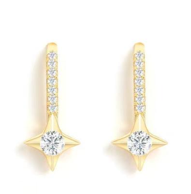 China 2021 Custom New Model 925 Silver Mini Charms Stars Earring 14k Gold Plated Hoop Earrings for sale