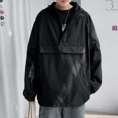 China Dropship Wholesale Custom Mens Hoodie Anorak Jacket 100% Polyester Viable Outdoor Casual Man Jacket Man's Anorak Jacket for sale