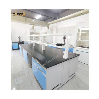 China Capacidad de carga de 200-250 kg Banco de la isla de laboratorio con número personalizado de puertas y asas en venta