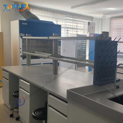 China Capacidad de carga de 200-250 kg Número personalizado de cajones Banco de la isla de laboratorio con asas personalizadas en venta