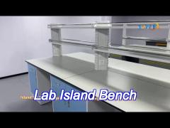 Acid Resistant Lab Island Bench Furniture 4 Handles 2 Cabinets With Sink