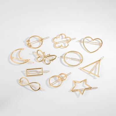 China Direct sales high quality personality factory retro style brushed metal hair clip simple soft shiny hair accessories for sale