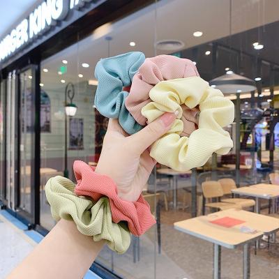 China High Quality Female Korean Stripe Large Intestine Hair Solid Color Durable Cute Hair Ring For Kids Girl for sale