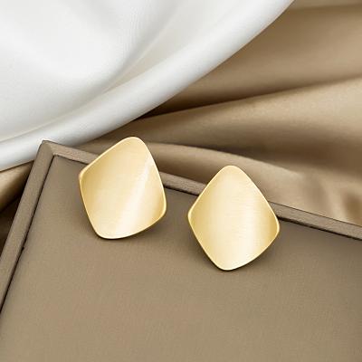 China Newest Custom High Quality Women's Geometric Metal Alloy Earrings Gold Plated Square Stud Earrings for sale