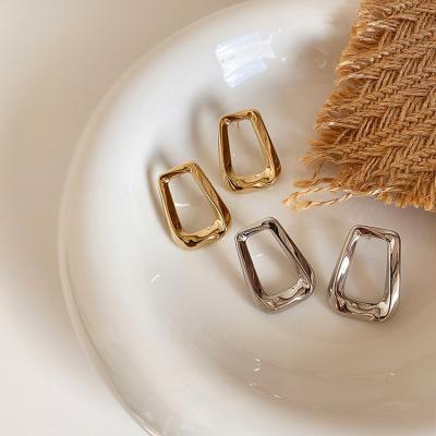 China 2022 New Trendy Shiny Geometric Rectangle Stud Earring Metal Style Earrings For Women for sale