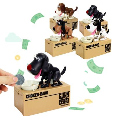 China Automatic Consumer Money Bank Top Selling Plastic Custom Kids Cute Animal Eating Spotted Dog Automatic Coin Bank Money Saving Boxes for sale