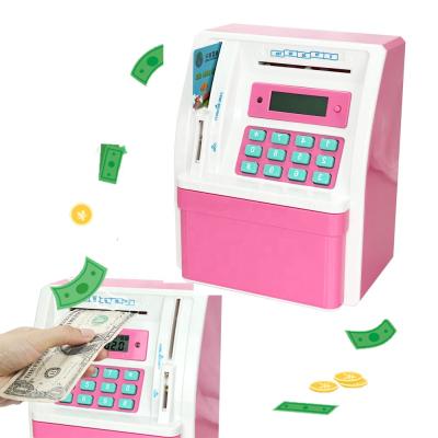 China ATM Blue Lightweight Multifunctional Password Control Money Box Piggy Bank Saving Electronic Toys For Children for sale