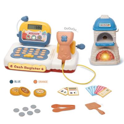 China Educational Kitchen Game 2021 Supermarket Pretend Oven Kitchen Toy Sets Electronic Cashier and Pizza Game Recorder for sale