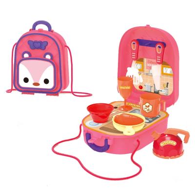 China Happy Indoor Play 14pcs Kids Cooking Set Backpack Kitchen Toys for sale