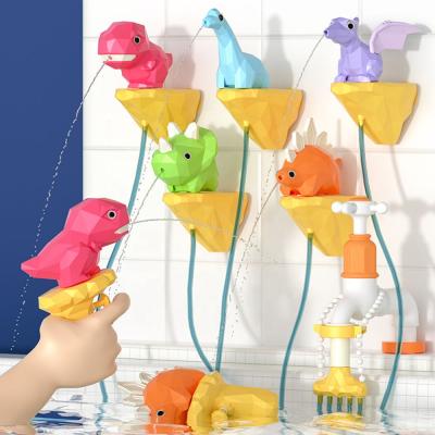 China Waterfall Baby Spray Water Bath Toy 2 IN 1 Shower Waterfall Sprinkler Set Gun Water Dinosaur Toys for sale